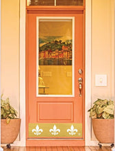 Load image into Gallery viewer, Door Kick Plate - Rubber Magnet - “Fleur De Lis” - UV Printed - Multiple Faux Metal Finishes & Sizes