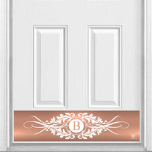 Load image into Gallery viewer, Door Kick Plate - Magnet - Personalized “Acanthus” Monogram - UV Printed - Multiple Faux Metal Finishes & Sizes