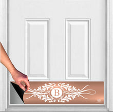 Load image into Gallery viewer, Door Kick Plate - Magnet - Personalized “Acanthus” Monogram - UV Printed - Multiple Faux Metal Finishes & Sizes