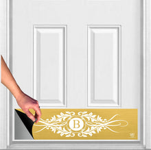 Load image into Gallery viewer, Acanthus Monogram Satin Gold Door Sign Kick Plate