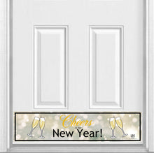 Load image into Gallery viewer, Cheers to the New Year! Magnetic Kick Plate for Steel Door, 8" x 34" and 6" x 30" Size Options