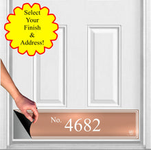 Load image into Gallery viewer,  Custom Home Address Numbers Magnetic Door Sign Kick Plate Metallic Finish Rose Gold