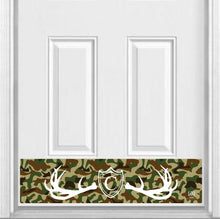 Load image into Gallery viewer, Door Kick Plate - Magnet – Personalized “Fez Lodge Antlers” Monogram - UV Printed - Multiple Faux Metal Finishes & Sizes