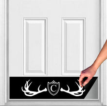Load image into Gallery viewer, Door Kick Plate - Magnet – Personalized “Fez Lodge Antlers” Monogram - UV Printed - Multiple Faux Metal Finishes & Sizes