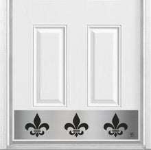 Load image into Gallery viewer, Door Kick Plate - Rubber Magnet - “Fleur De Lis” - UV Printed - Multiple Faux Metal Finishes & Sizes