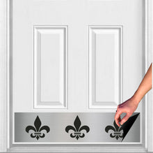 Load image into Gallery viewer, Door Kick Plate - Rubber Magnet - “Fleur De Lis” - UV Printed - Multiple Faux Metal Finishes & Sizes