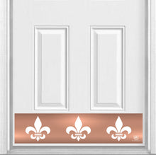 Load image into Gallery viewer, Door Kick Plate - Rubber Magnet - “Fleur De Lis” - UV Printed - Multiple Faux Metal Finishes & Sizes