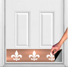 Load image into Gallery viewer, Door Kick Plate - Rubber Magnet - “Fleur De Lis” - UV Printed - Multiple Faux Metal Finishes & Sizes