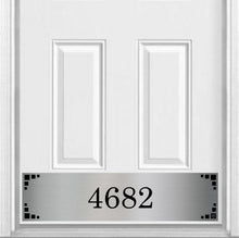 Load image into Gallery viewer, Door Kick Plate - Magnet – Personalized “Midcentury Modern” Home Address- UV Printed - Multiple Faux Metal Finishes & Sizes