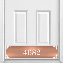 Load image into Gallery viewer, Door Kick Plate - Magnet – Personalized “Midcentury Modern” Home Address- UV Printed - Multiple Faux Metal Finishes & Sizes