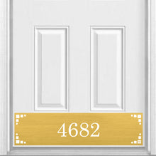 Load image into Gallery viewer, Door Kick Plate - Magnet – Personalized “Midcentury Modern” Home Address- UV Printed - Multiple Faux Metal Finishes & Sizes