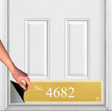 Load image into Gallery viewer, Door Kick Plate - Magnet – Personalized “House Number” Home Address- UV Printed - Multiple Faux Metal Finishes & Sizes