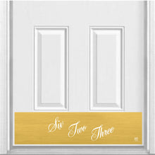 Load image into Gallery viewer, Door Kick Plate - Magnet – Personalized “I Love Lucy” Home Address- UV Printed - Multiple Faux Metal Finishes & Sizes