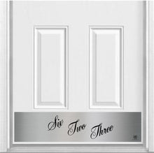 Load image into Gallery viewer, Door Kick Plate - Magnet – Personalized “I Love Lucy” Home Address- UV Printed - Multiple Faux Metal Finishes & Sizes