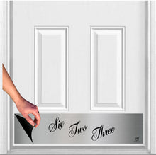 Load image into Gallery viewer, Door Kick Plate - Magnet – Personalized “I Love Lucy” Home Address- UV Printed - Multiple Faux Metal Finishes & Sizes
