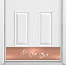 Load image into Gallery viewer, Door Kick Plate - Magnet – Personalized “I Love Lucy” Home Address- UV Printed - Multiple Faux Metal Finishes & Sizes