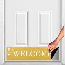 Load image into Gallery viewer, Door Kick Plate - Magnet - “Johnson’s Welcome” - UV Printed - Multiple Faux Metal Finishes & Sizes