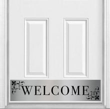 Load image into Gallery viewer, Door Kick Plate - Magnet - “Johnson’s Welcome” - UV Printed - Multiple Faux Metal Finishes & Sizes