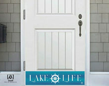 Load image into Gallery viewer, Door Kick Plate - Rubber Magnet - “Lake Life” Ship Wheel - UV Printed - Multiple Sizes