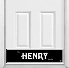 Load image into Gallery viewer, Door Kick Plate - Magnet - Personalized “Surname” (Bold) - UV Printed - Multiple Faux Metal Finishes & Sizes