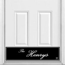 Load image into Gallery viewer, Door Kick Plate - Magnet - Personalized “Surname” (Script) - UV Printed - Multiple Faux Metal Finishes & Sizes