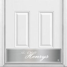 Load image into Gallery viewer, Surname (Script) Magnetic Kick Plate for Steel Door, 8" x 34" and 6" x 30" Size Options