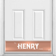 Load image into Gallery viewer, Door Kick Plate - Magnet - Personalized “Surname” (Bold) - UV Printed - Multiple Faux Metal Finishes & Sizes