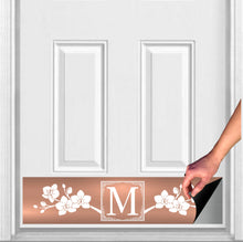 Load image into Gallery viewer, Door Kick Plate - Magnet – Personalized “Magnolia” Monogram- UV Printed - Multiple Faux Metal Finishes & Sizes