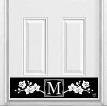 Load image into Gallery viewer, Door Kick Plate - Magnet – Personalized “Magnolia” Monogram- UV Printed - Multiple Faux Metal Finishes & Sizes