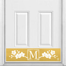 Load image into Gallery viewer, Door Kick Plate - Magnet – Personalized “Magnolia” Monogram- UV Printed - Multiple Faux Metal Finishes & Sizes