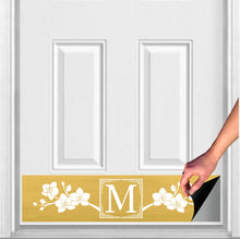 Load image into Gallery viewer, Door Kick Plate - Magnet – Personalized “Magnolia” Monogram- UV Printed - Multiple Faux Metal Finishes & Sizes