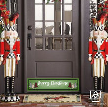 Load image into Gallery viewer, Door Kick Plate - Rubber Magnet - “Merry Christmas Plaid Trees” Holiday Themed - UV Printed - Multiple Sizes