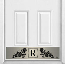 Load image into Gallery viewer, Door Kick Plate - Magnet - Personalized “Rose” Monogram- UV Printed - Multiple Faux Metal Finishes & Sizes