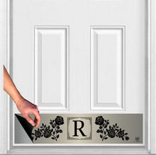 Load image into Gallery viewer, Door Kick Plate - Magnet - Personalized “Rose” Monogram- UV Printed - Multiple Faux Metal Finishes & Sizes