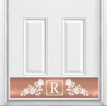 Load image into Gallery viewer, Door Kick Plate - Magnet - Personalized “Rose” Monogram- UV Printed - Multiple Faux Metal Finishes & Sizes