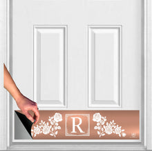 Load image into Gallery viewer, Door Kick Plate - Magnet - Personalized “Rose” Monogram- UV Printed - Multiple Faux Metal Finishes & Sizes