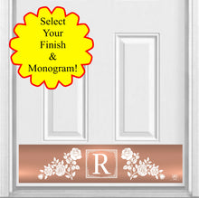 Load image into Gallery viewer, Door Kick Plate - Magnet - Personalized “Rose” Monogram- UV Printed - Multiple Faux Metal Finishes & Sizes