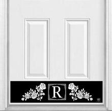 Load image into Gallery viewer, Door Kick Plate - Magnet - Personalized “Rose” Monogram- UV Printed - Multiple Faux Metal Finishes & Sizes