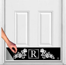 Load image into Gallery viewer, Door Kick Plate - Magnet - Personalized “Rose” Monogram- UV Printed - Multiple Faux Metal Finishes & Sizes