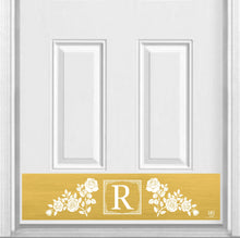 Load image into Gallery viewer, Door Kick Plate - Magnet - Personalized “Rose” Monogram- UV Printed - Multiple Faux Metal Finishes & Sizes