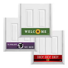 Load image into Gallery viewer, Deck the Door Decor | Rubber Magnetic Kick Plates - Interchangeable Holiday 3 Pack - Welcome Collection - Multiple Sizes &amp; Designs

