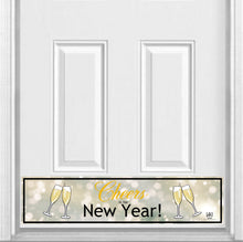 Load image into Gallery viewer, Cheers to the New Year! Magnetic Kick Plate for Steel Door, 8&quot; x 34&quot; and 6&quot; x 30&quot; Size Options

