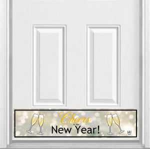 Cheers to the New Year! Magnetic Kick Plate for Steel Door, 8" x 34" and 6" x 30" Size Options