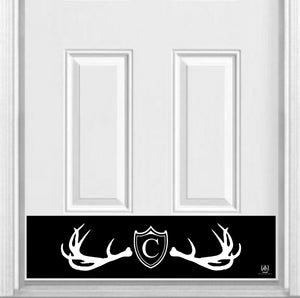 Door Kick Plate - Magnet – Personalized “Fez Lodge Antlers” Monogram - UV Printed - Multiple Faux Metal Finishes & Sizes
