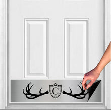 Load image into Gallery viewer, Door Kick Plate - Magnet – Personalized “Fez Lodge Antlers” Monogram - UV Printed - Multiple Faux Metal Finishes &amp; Sizes
