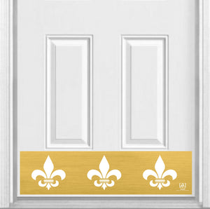 Door Kick Plate - Magnet - “Fleur De Lis” - UV Printed - Multiple Faux Metal Finishes & Sizes