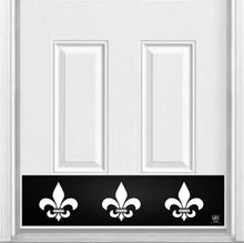 Load image into Gallery viewer, Door Kick Plate - Magnet - “Fleur De Lis” - UV Printed - Multiple Faux Metal Finishes &amp; Sizes
