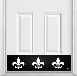 Door Kick Plate - Magnet - “Fleur De Lis” - UV Printed - Multiple Faux Metal Finishes & Sizes