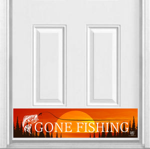 Gone Fishing Magnetic Kick Plate for Steel Door, 8" x 34" and 6" x 30" Size Options