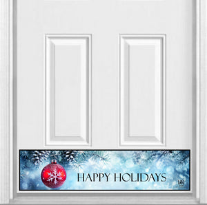 Happy Holidays Winter Blue Magnetic Kick Plate for Steel Door, 8" x 34" and 6" x 30" Size Options